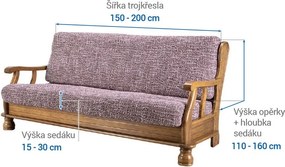 Bielastické poťahy GRAFITI NOVÉ gaštanovo hnedé trojkreslo s drevenými rúčkami (š. 150 - 200 cm)