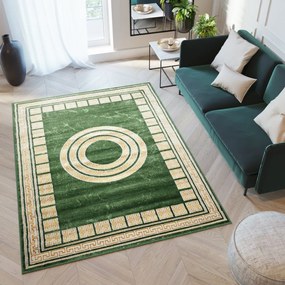 Zaujímavý zelený koberec s geometrickými vzormi Šírka: 140 cm | Dĺžka: 200 cm
