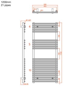 Sapho Sapho, DESERTO vykurovacie teleso 500x1200mm, chróm, 1801-12