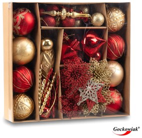 Sada 70 ks vánočních baněk MARIEN červená/zlatá