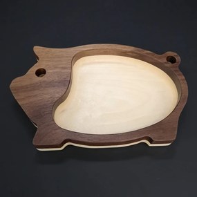 AMADEA Drevená miska mozaika v tvare ošípanej, masívne drevo, 2 druhy drevín, rozmer 20x12,50x2,50 cm