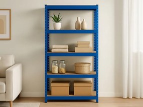 Regál 150x70x30 cm lakovaný 4-policový, nosnosť 700 kg - modrý