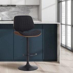 Barová stolička Clawson - látka, čierny rám - orech/čierna