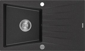 Mexen Cesar - drez granitový 77,5x47,0cm, 1-komorový, čierna-strieborná, 6514771010-73