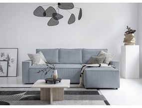 Svetlosivá menčestrová rozkladacia rohová pohovka (variabilná) Brave Dave – Miuform