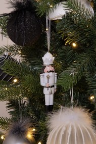 Biela vianočná závesná ozdoba Luskáčik - 4*3*13 cm