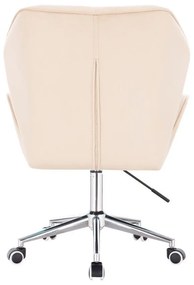 LuxuryForm DESIGN Stolička MILANO MAX VELUR na striebornej podstave s kolieskami - krémová