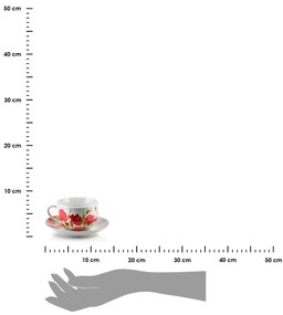 Sada 2 ks šálků s podšálkem Joy 245 ml bílá/červená