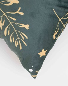 Vianočná obliečka na vankúšik Velvet 40 × 40 cm - Imelo tmavo zelené