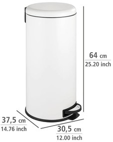 Biely nášľapný oceľový odpadkový kôš 30 l Leman – Wenko