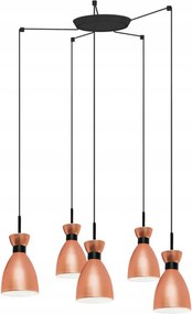 Závesné svietidlo Faro Retro 5L meď, 5x E14, nastaviteľná dĺžka, oceľ