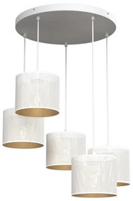 Luster na lanku LOFT SHADE 5xE27/60W/230V biela/zlatá