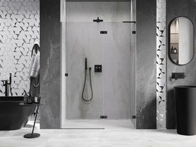 Mexen, Mexen Lunar L výklopné pravé sprchové dvere 135 cm, transparentné, čierne - 834L-135-000-70-00-P