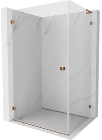 Mexen Lunar-B L, 1-krídlový sprchový kút, ľavý, 80 x 70 cm, 8mm číre sklo, ružové zlato profil, 832L-080-070-60-00-L