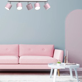 Bodové svietidlo Dixie, 5x ružové kovové tienidlo, w/ch