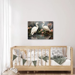 Obraz - Žeriavy biely (70x50 cm)