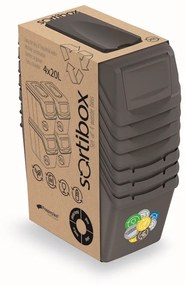 Set košov na triedený odpad, 4 x 20 l, sivá