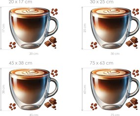 Šálka cappuccino textilná prelepiteľná nálepka na stenu arch 45 x 38 cm