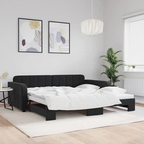 Denná posteľ s rozkladacou posteľou čierna 100x200 cm zamat 3196940