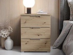 Nočný stolík s 3 zásuvkami Smilla, výška 61 cm, dub artisan%