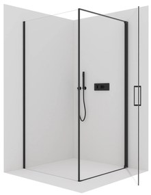 Cerano Porte, 1-krídlový sprchovací kút 90x90 cm, 8mm číre sklo, čierny profil, CER-CER-413579