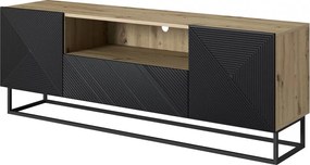 TV stolík Asha 167 cm so zásuvkou a kovovou konštrukciou - artisan / čierny mat