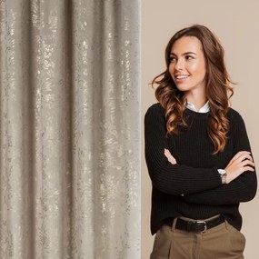 Dekorstudio Zamatový záves FELIS s jemnou potlačou listov - béžový