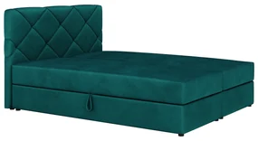 Manželská posteľ Boxspring 140x200 cm Karum Comfort (tmavozelená) (s roštom a matracom). Vlastná spoľahlivá doprava až k Vám domov. 1056023