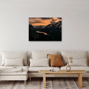 Obraz jazera medzi horami (70x50 cm)