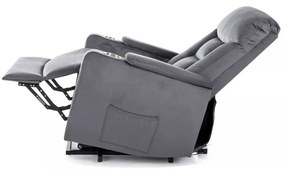 Polohovacie kreslo Berville Velvet, sivá