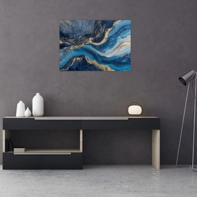Obraz - Modrozlatý abstraktný mramor (70x50 cm)