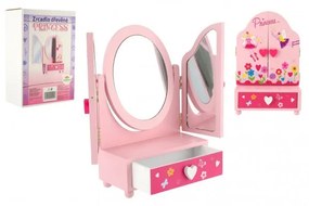 Teddies Zrkadlo šperkovnica Princess 3-dielne zásuvka drevo 16x25x8cm v krabici