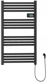 Erga Pago, elektrické vykurovacie teleso 960x540 mm s digitálnym termostatom, 500W, čierna matná, ERG-LAV-GRZE-E-ALU-960540-BK
