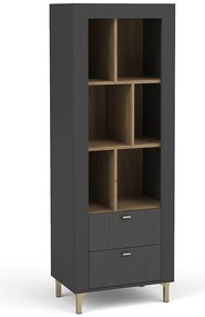 Regál Mossa M04 2S dub whisky/čierna mat