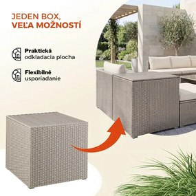 Polyratanový úložný box RICCO, 318L, 75x75x70cm, krémová Casaria