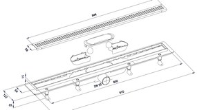 Polysan Polysan, INDY sprchový kanálik s nerezovým roštom, superflow, DN50, 910x122x65 mm, 73661