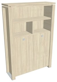 Vysoká šatníková skriňa Verno+ S 140 x 46 x 210 cm, s regálom, agát / vanilka