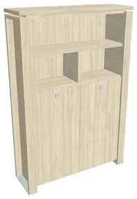 Vysoká šatníková skriňa Verno+ S 140 x 46 x 210 cm, s regálom, agát / vanilka