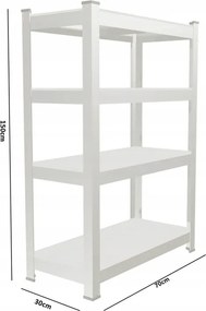 SADA DVÔCH 4-ÚROVŇOVÝCH POLIČIEK 150 x 70 x 30 CM NOSNOSŤ POLIČKY: 150 KG *2165