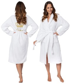 Tutumi Tutumi, dámsky župan Queen s golierom L/XL, biela-zlatá, SZL-05698