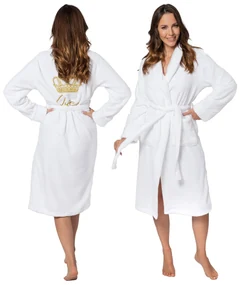 Tutumi Tutumi, dámsky župan Queen s golierom L/XL, biela-zlatá, SZL-05698