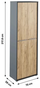 Policová skriňa Rioma New Typ 05 - grafit / dub artisan