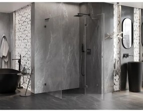 Mexen Lunar L, pravý výklopný sprchový kút 85 x 90 cm, 8mm číre sklo, grafitový profil, 834L-085-090-95-00-P