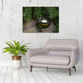 Sklenený obraz - vianočná sviečka (70x50 cm)