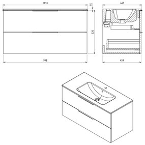 Závesná skrinka bez umývadla v dekore duba v prírodnej farbe 100x52 cm Cirasa – Sapho