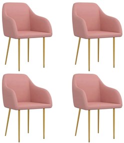 Jedálenské stoličky 4 ks ružové zamatové 3089792