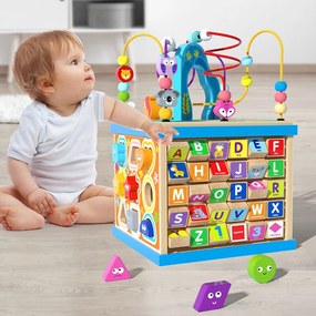 LEAN Toys Vzdelávacie puzzle Drevená kocka Abeceda vzor Sorter