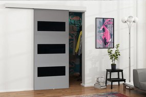 Posuvné dvere Mereno II 80, Farba:: Biela / Grafit + čierny lacobel
