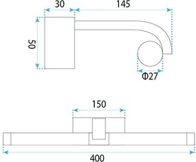 Toolight Toolight, LED nástenné svietidlo 40cm, 9W, 4000K, 1000lm, APP1887-1W, čierna matná, OSW-66042