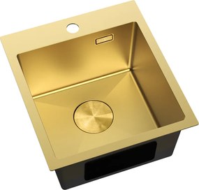 Mexen Solix, 1-komorový nerezový drez 400 x 450 mm, brúsená zlatá, 6401401000-55